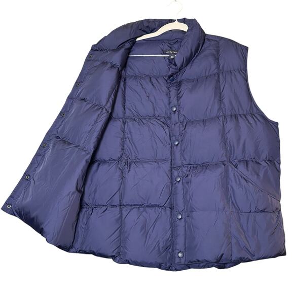 Lands’ End Down Vest Navy Blue Goose Down Feather Fill Men’s L 42-44 Pockets - Picture 4 of 16